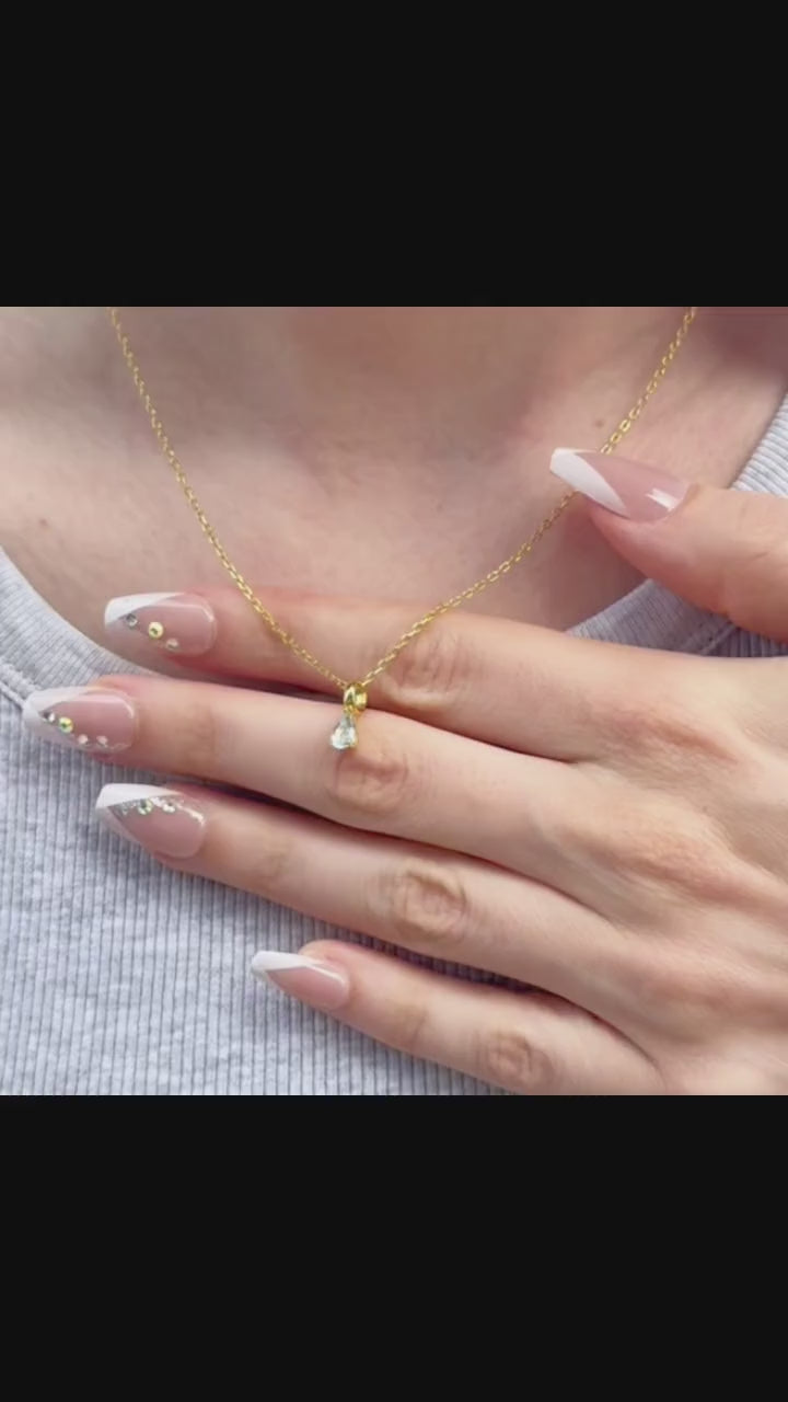 Teardrop Birthstone Necklace For Her