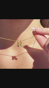 Two Round Birthstone Initial Necklace