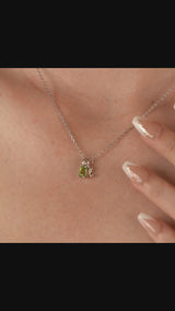 Birthstone Initial Silver Necklace