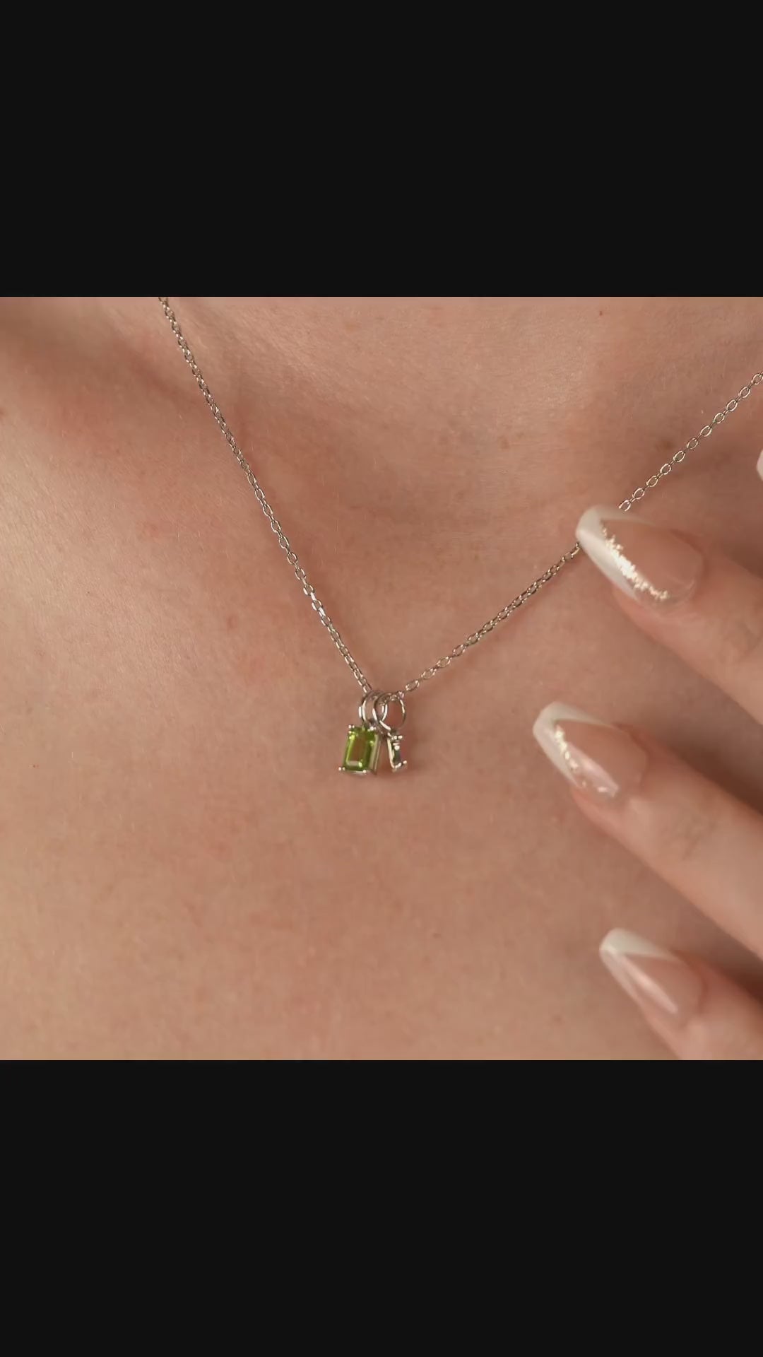 Birthstone Initial Silver Necklace