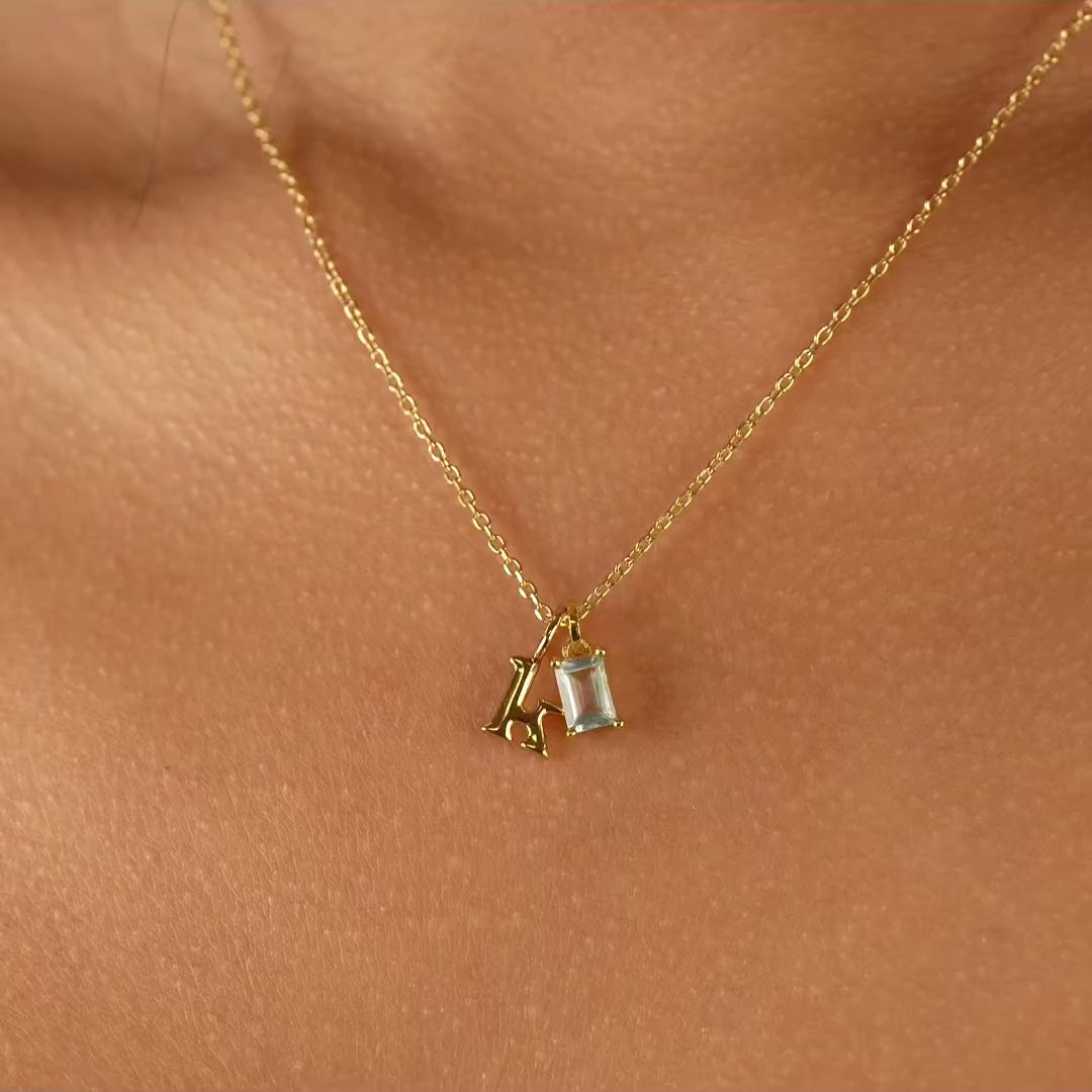 Birthstone Initial Necklace