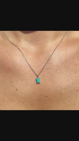 Turquoise December Birthstone Silver Necklace
