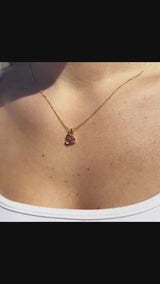Teardrop Birthstone Initial Necklace