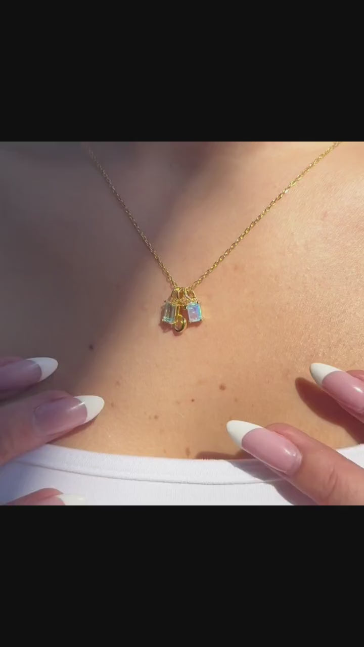 Two-Birthstone Capital Initial Necklace