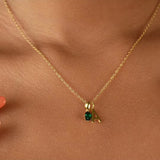 Oval Birthstone Uppercase Initial Necklace