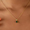 Oval Birthstone Uppercase Initial Necklace