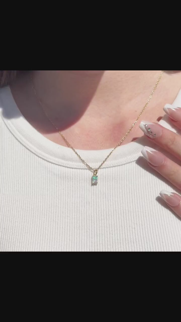 October Birthstone Blue Opal Necklace