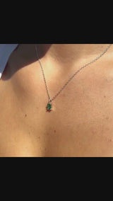 May Birthstone Emerald Sterling Silver Necklace