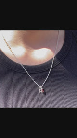 Birthstone Initial Sphere Silver Necklace