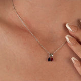 Two Teardrop Birthstone Silver Necklace