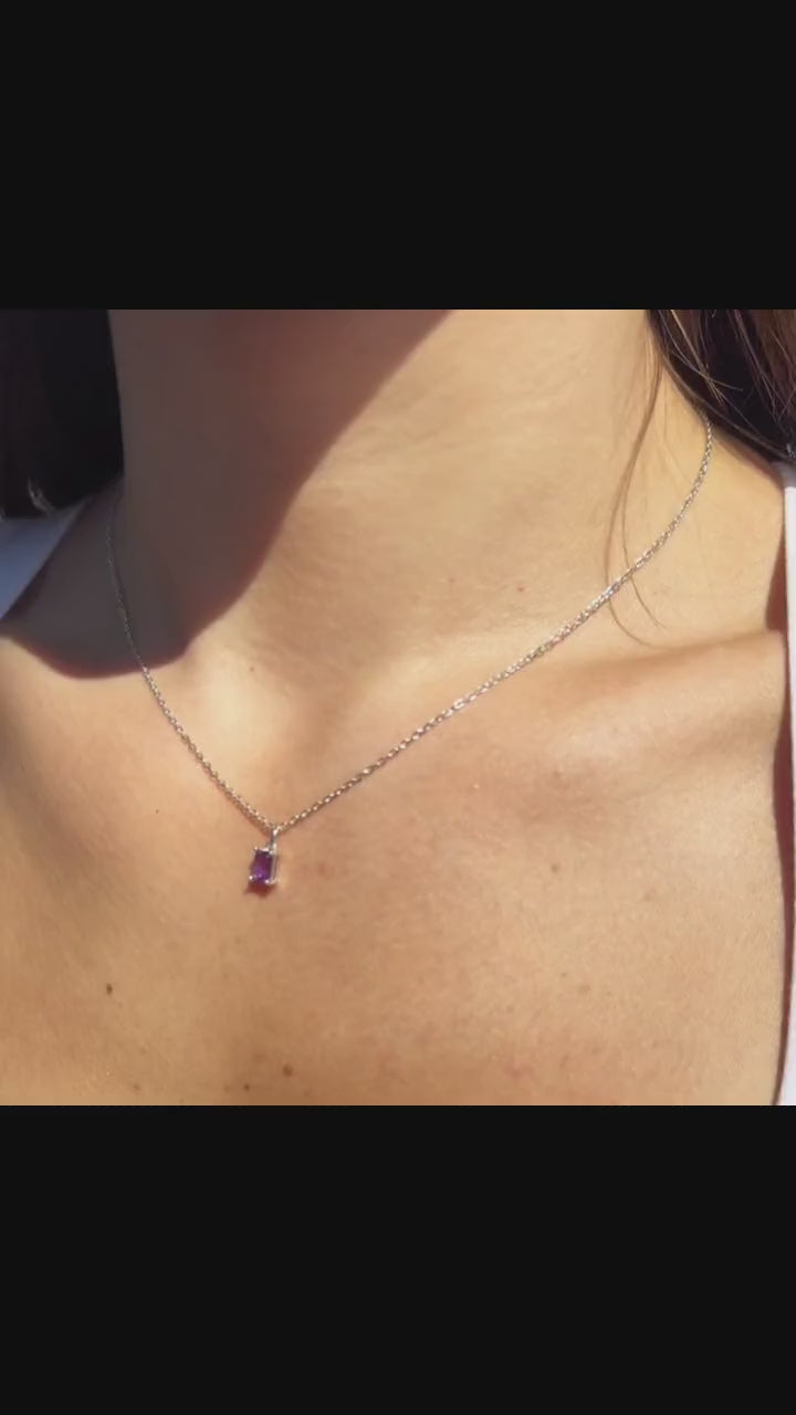 Amethyst February Birthstone Sterling Silver Necklace