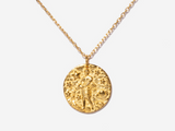 Aquarius Zodiac Coin 14k Gold Necklace