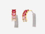 Baguette Gradient Pink Crystal 14K Gold Vermeil Hoops