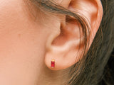 Tiny Baguette Ruby Stud Earrings | Little Sky Stone