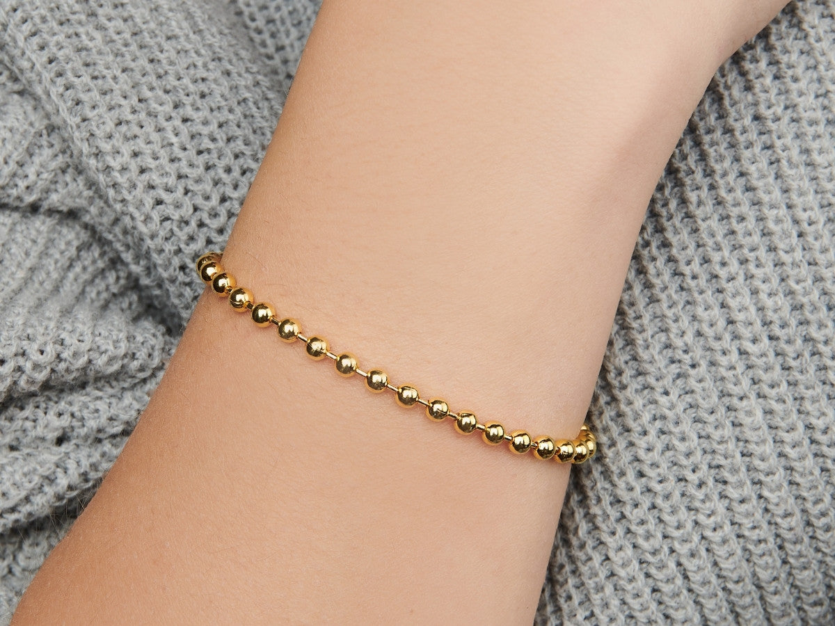 Bead Chain Bracelet in 14K Gold Plated Sterling Silver