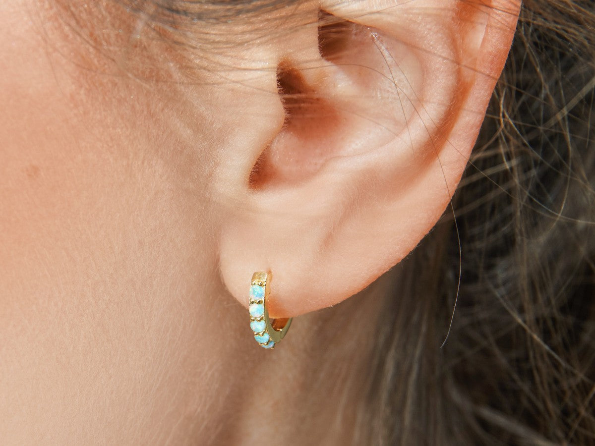 Beaded Opal Huggie Earrings | Little Sky Stone