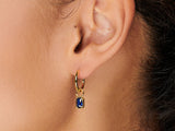  Blue Sapphire Baguette Hoop Earrings in 14K Gold Over Sterling Silver