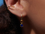 Blue Sapphire Drop Hoop Earrings in 14K Gold Over Sterling Silver