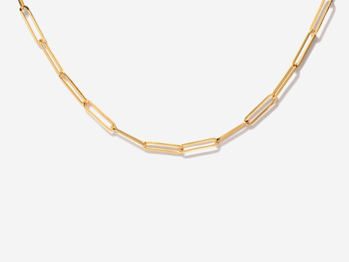 Bold Paperclip Chain Necklace in 14K Gold