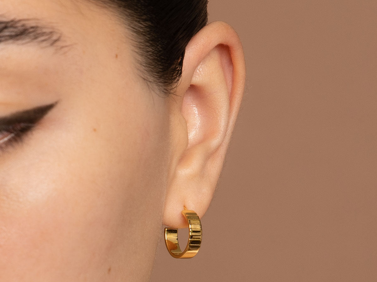 Chunky Cigar Band Hoop Earrings in 14K Gold Plated Sterling Silver