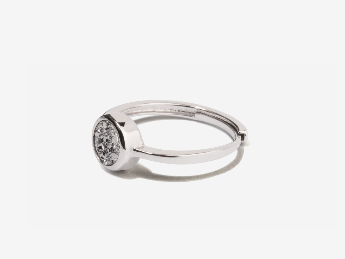 Cove Grey Druzy Sterling Silver Ring