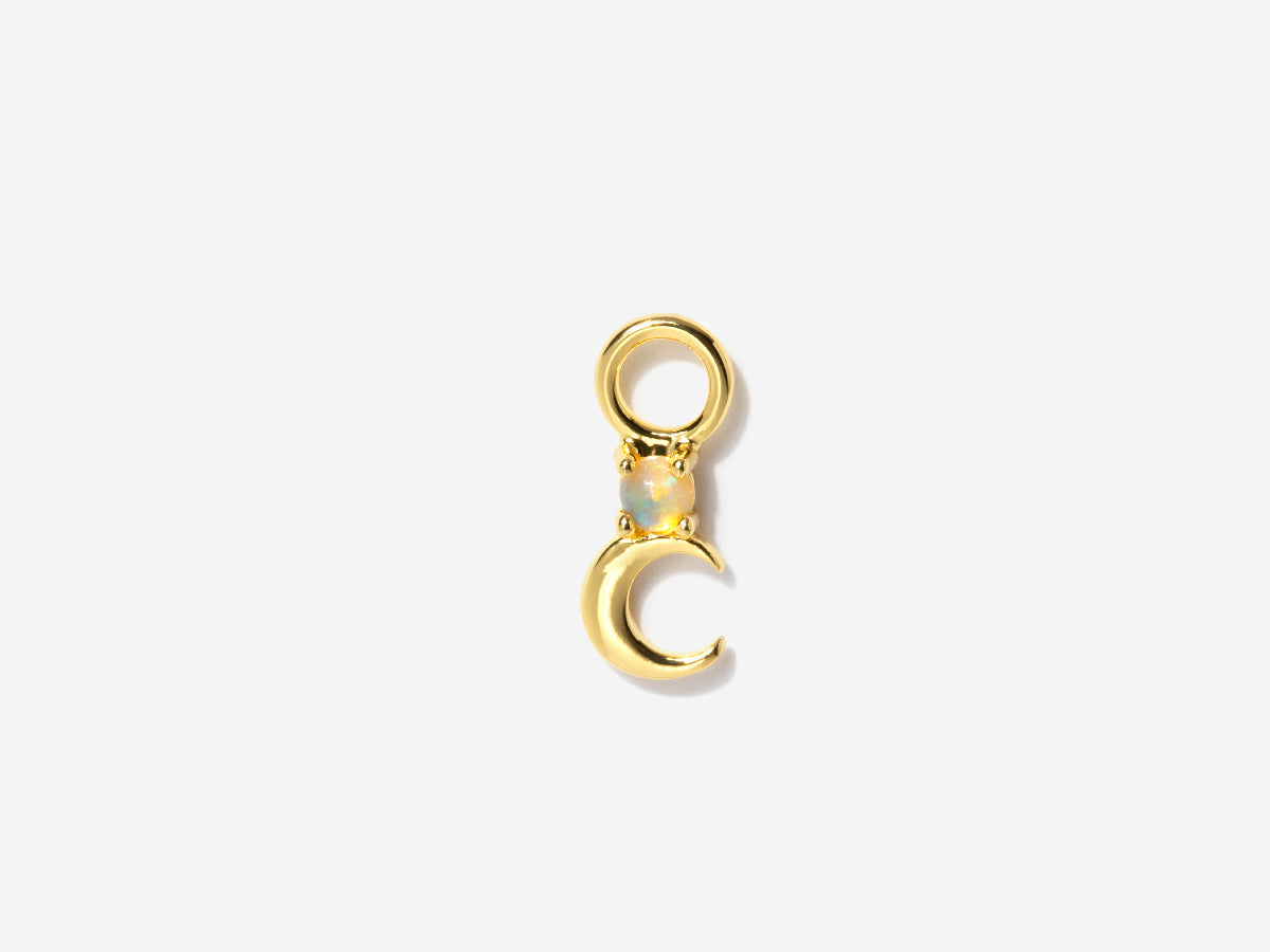 Crescent Moon Opal Charm in 14K Gold Over Sterling Silver