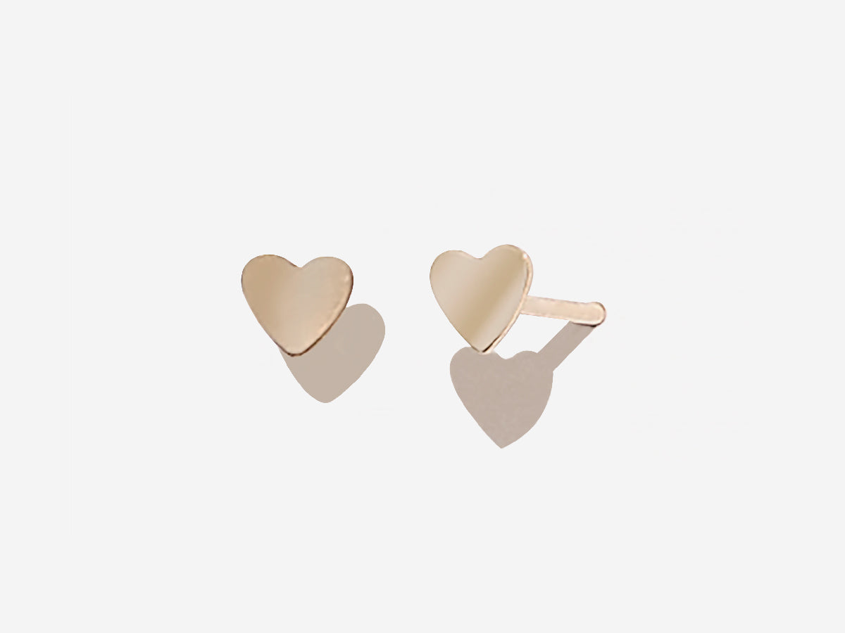 Delicate Heart 14K Gold Filled Stud Earrings