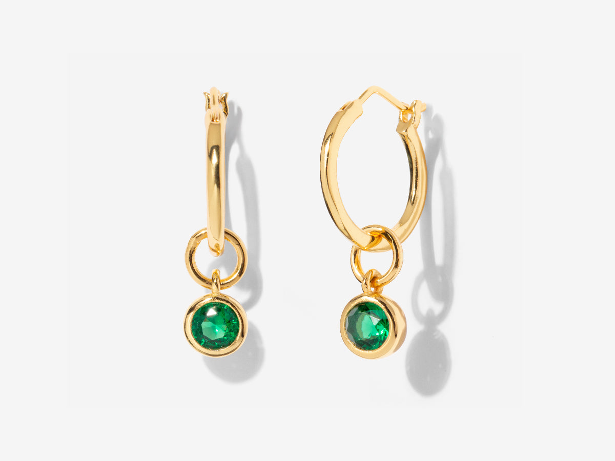 Round Emerald Charm in 14K Gold Over Sterling Silver