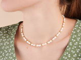 Freshwater Pearl Choker with 14K Gold Beads in 14 Inch