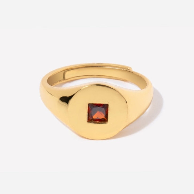 Mens gold sales garnet signet rings