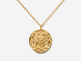 Gemini Zodiac Coin 14k Gold Necklace