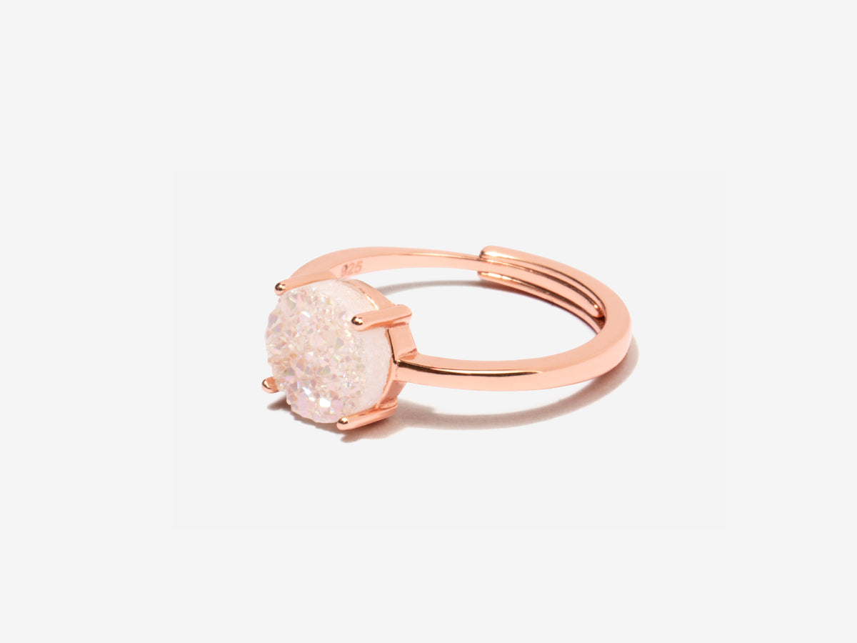 Grotto White Druzy Rose Gold Ring
