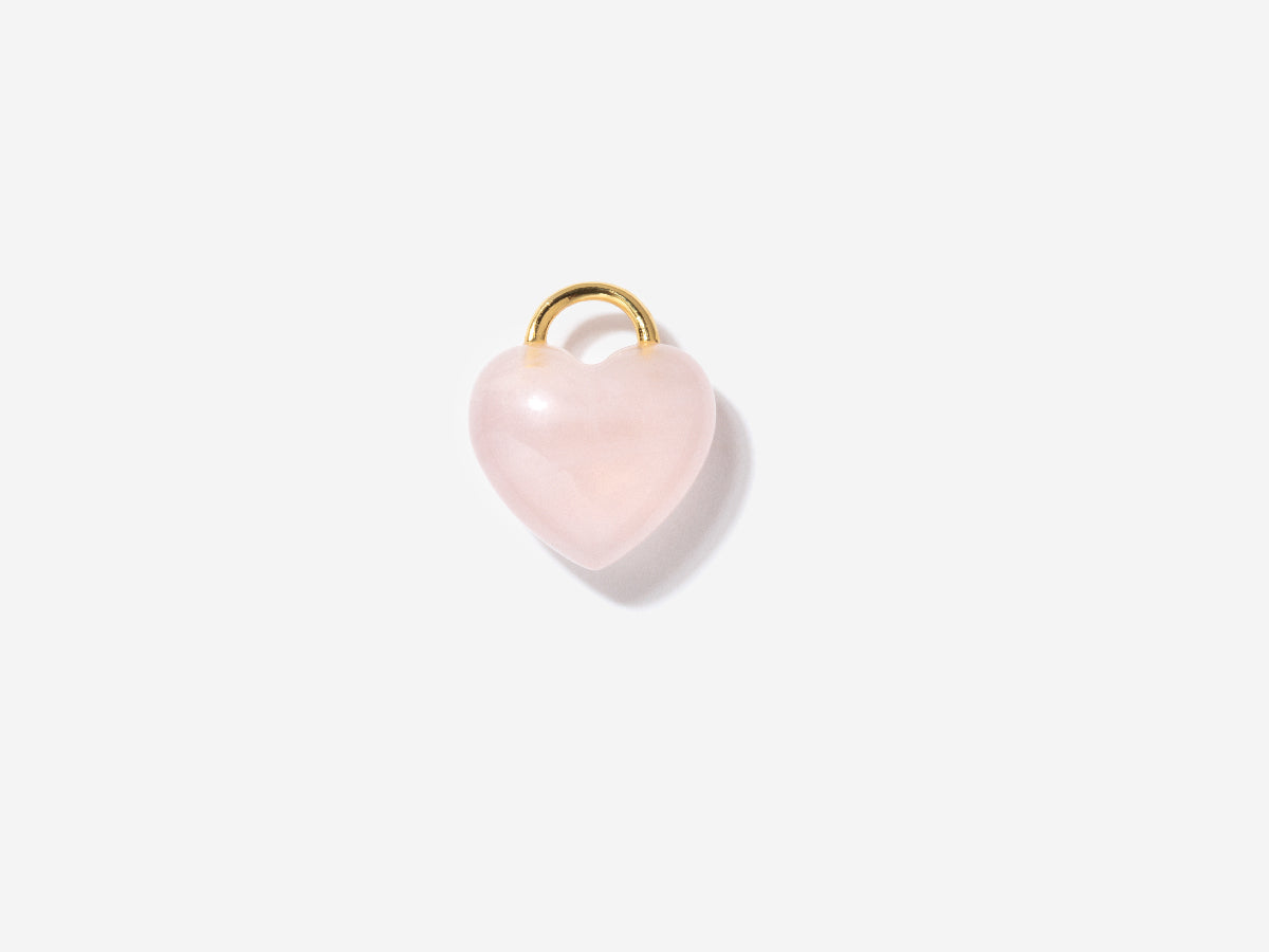 Heart Pink Quartz Charm in 14K Gold Over Sterling Silver