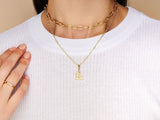 Old English Initial Charm Necklace in Gold Plated Silver