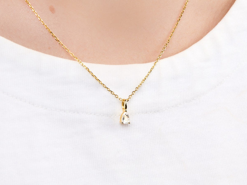 Delicate Solitaire Moissanite Pendant Necklace | Little Sky Stone