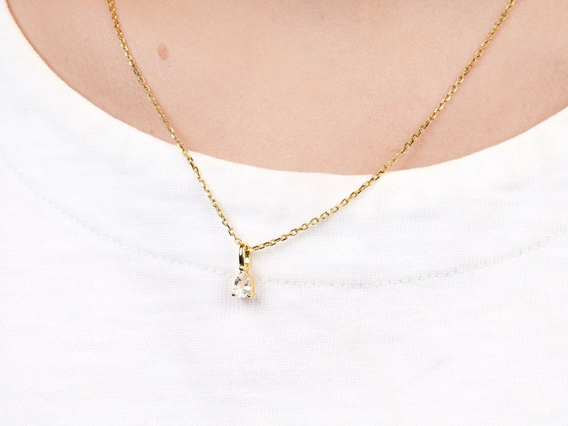 Delicate Solitaire Moissanite Pendant Necklace | Little Sky Stone