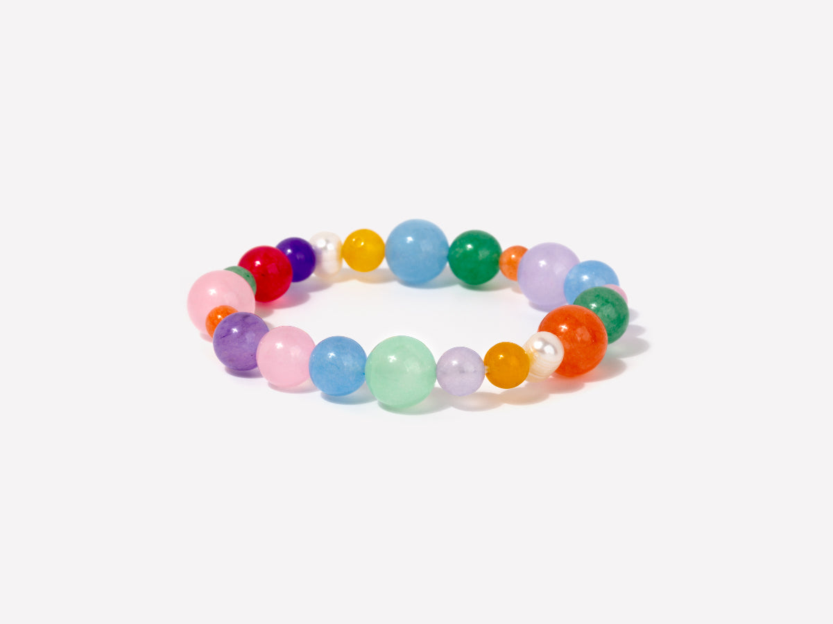 Multi-color Beaded Gemstone Bracelet