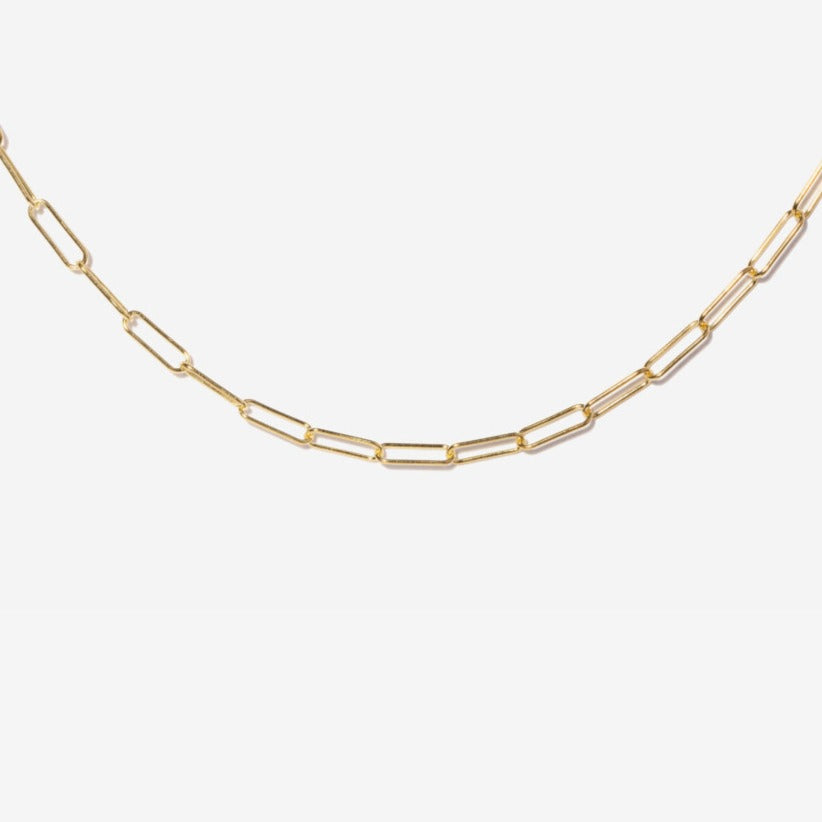 Waterproof 14K Gold Coated Extended Paperclip Necklace