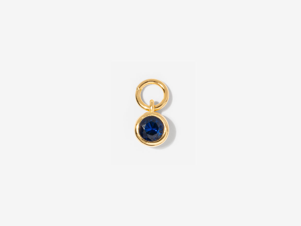 Round Sapphire Charm in 14K Gold Over Sterling Silver