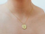 Scorpio Zodiac Coin 14k Gold Necklace