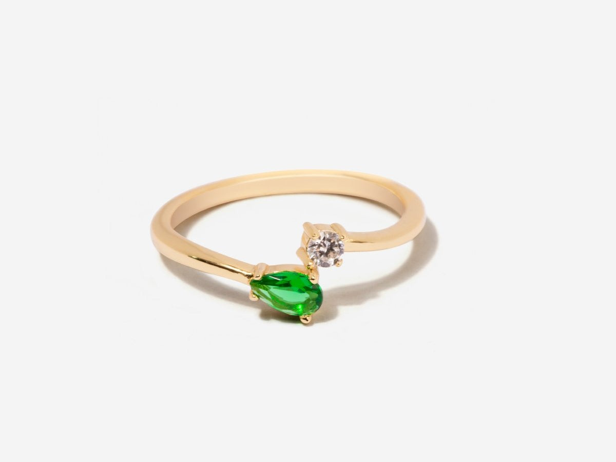 Serpentine Emerald 14K Gold Wrap Ring