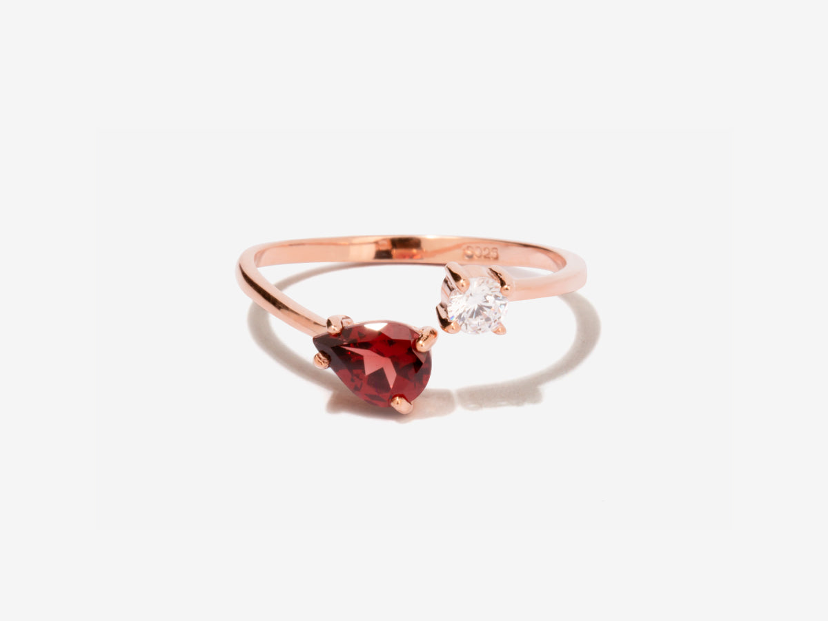 Serpentine Garnet Rose Gold Wrap Ring
