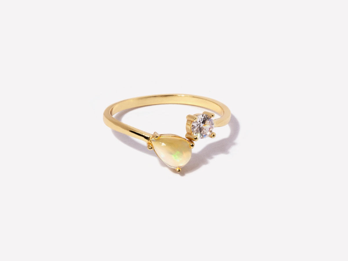 Serpentine Opal Ring in Gold Plated Silver