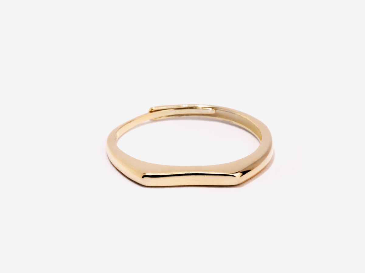 Slim Bar 14k Gold Signet Ring