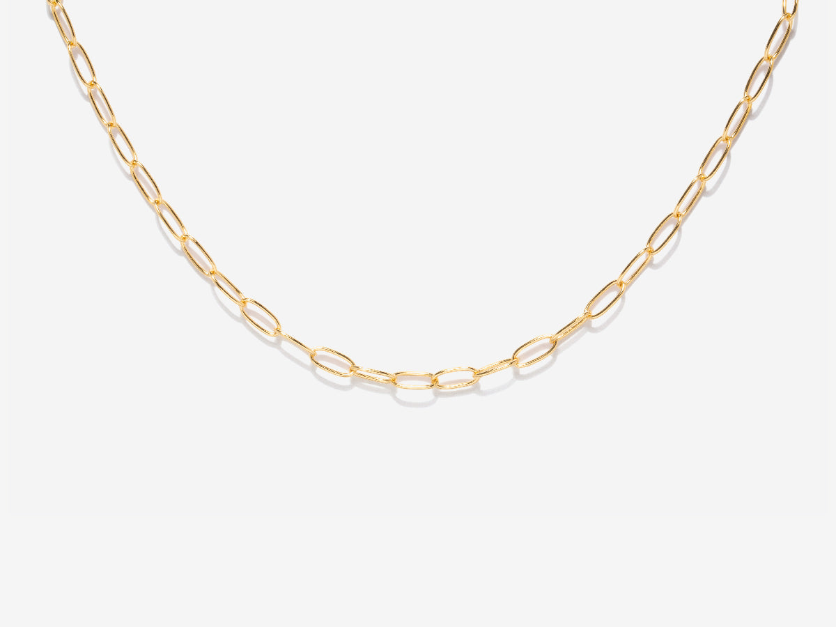 Small Oval Link Choker Necklace in 14K Gold