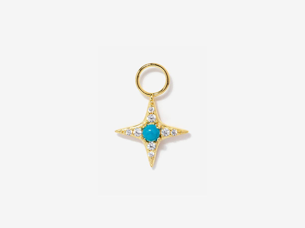 Star Turquoise Charm in 14K Gold Over Sterling Silver