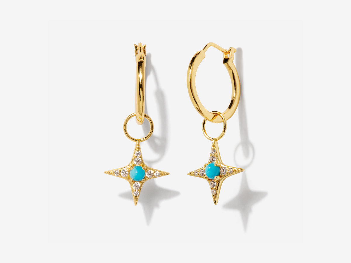Stellar Turquoise Hoop Earrings in Gold Plated Brass