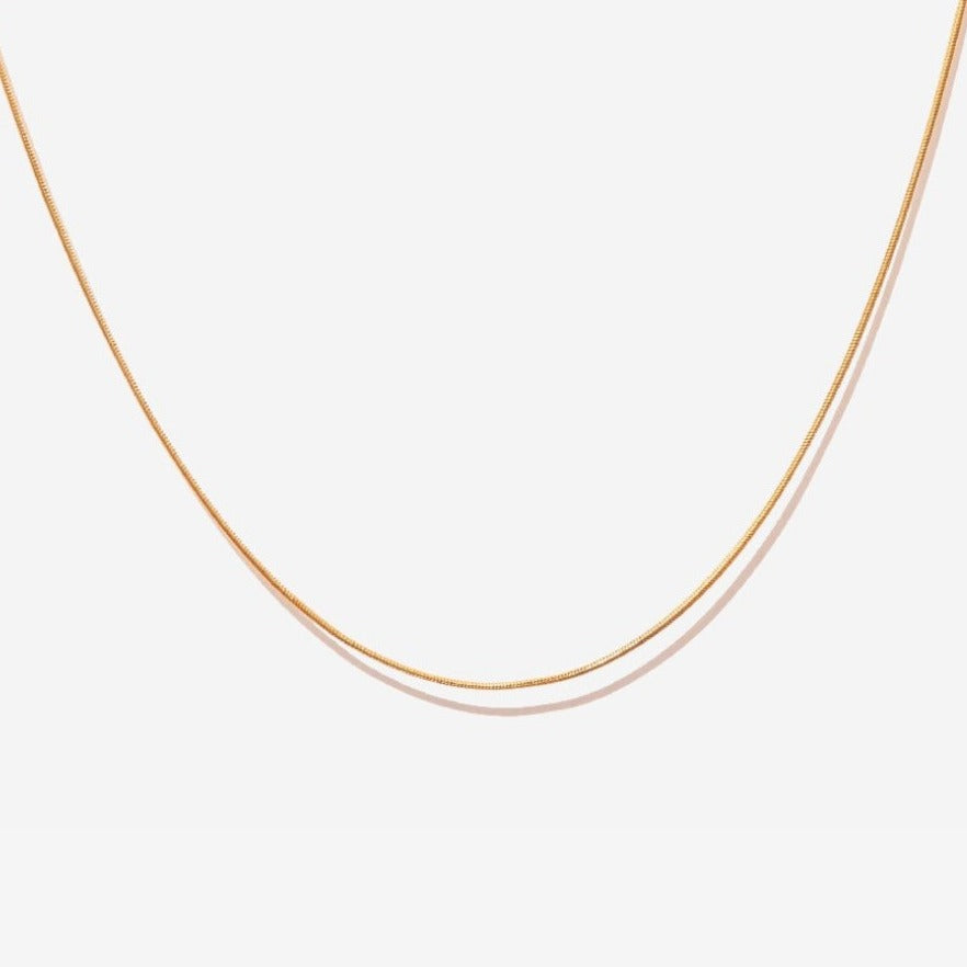 Thin Snake Chain Necklace in 14K Gold Filled Little Sky Stone