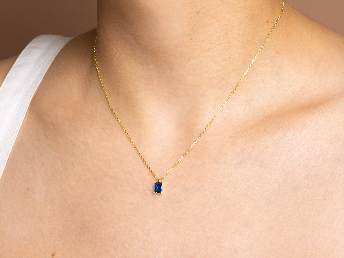Tiny Baguette Sapphire Necklace