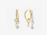 Tiny Freshwater Pearl Hoop Earrings in 14K Gold Over Sterling Silver